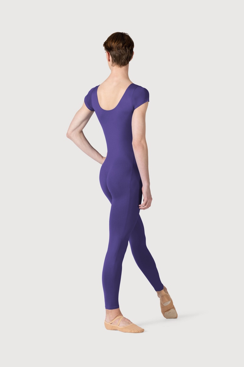 Bloch Microlux™ Scoop Neck Cap Sleeve Men's Unitards Deep Purple | ILJZR79069