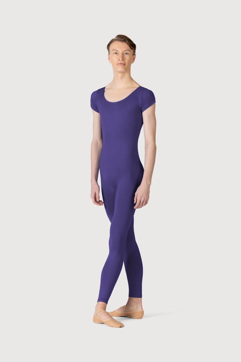 Bloch Microlux™ Scoop Neck Cap Sleeve Men\'s Unitards Deep Purple | ILJZR79069