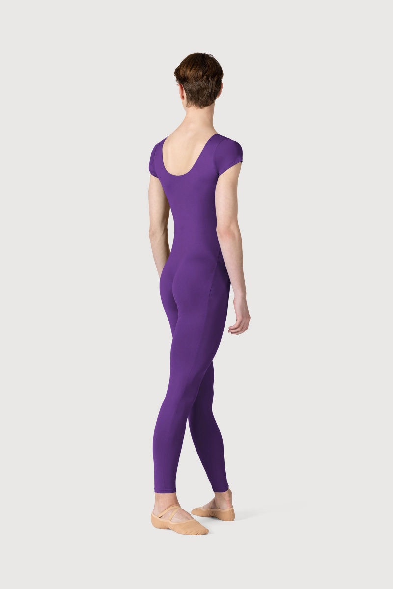 Bloch Microlux™ Scoop Neck Cap Sleeve Men's Unitards Purple | GILEC62318