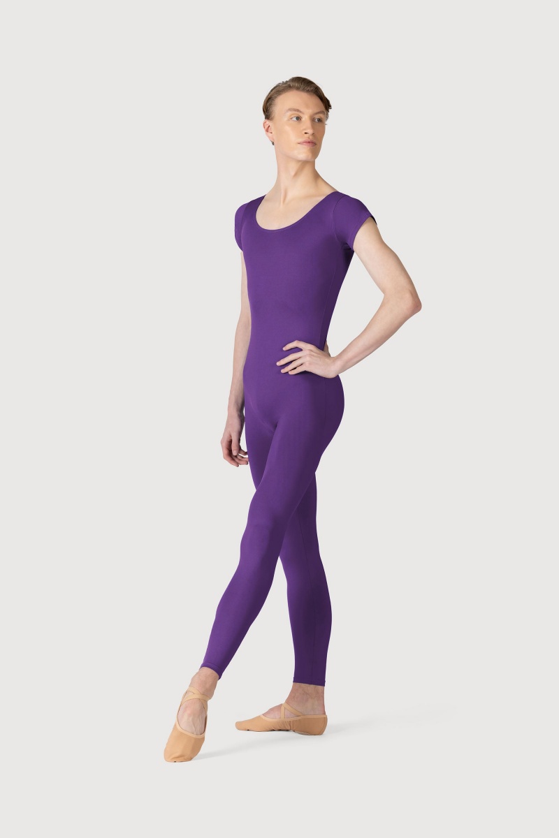 Bloch Microlux™ Scoop Neck Cap Sleeve Men\'s Unitards Purple | GILEC62318