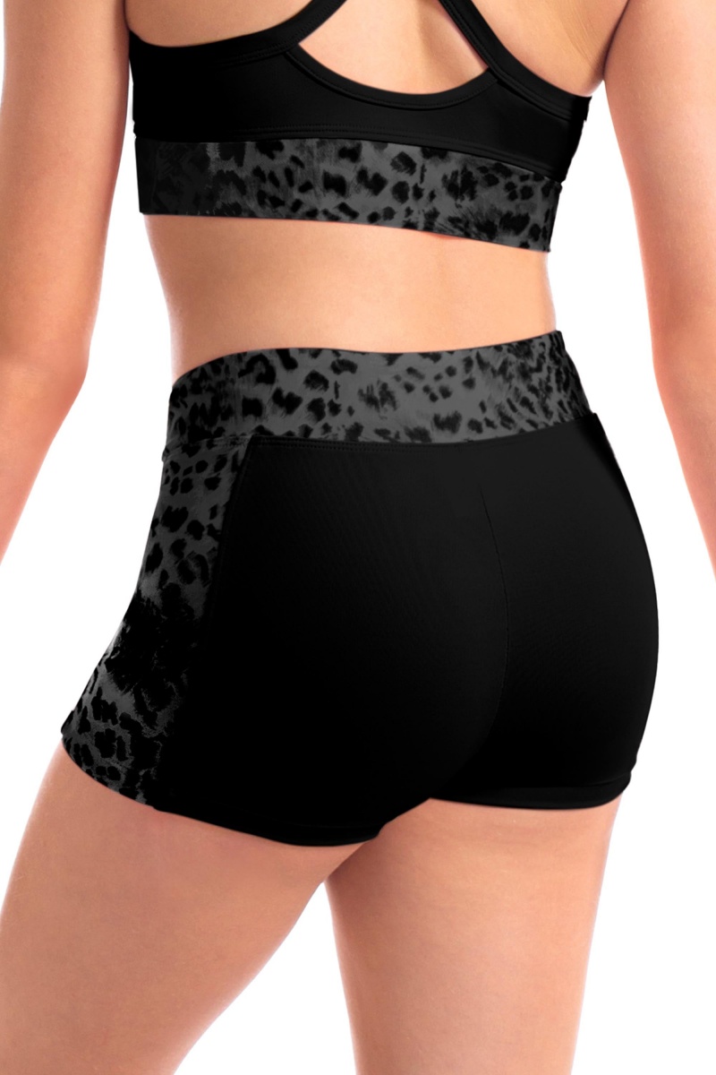 Bloch Mila Animal Printed Mesh Short Kids' Bottoms Black | ILEAH31439