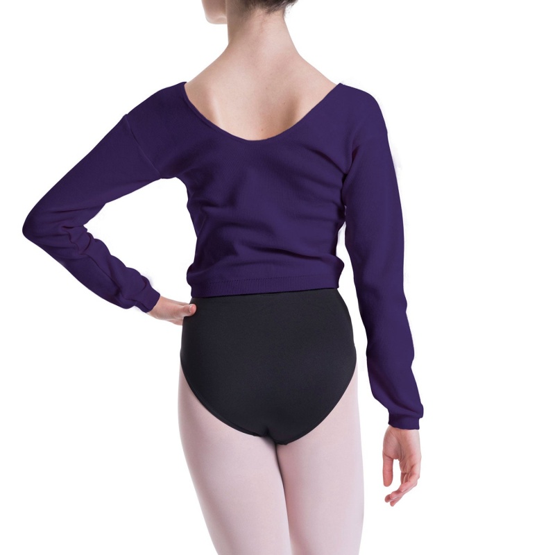 Bloch Overt Cropped Long Sleeve Womens Sweater Women's Knitwear Purple | ILQAV73377