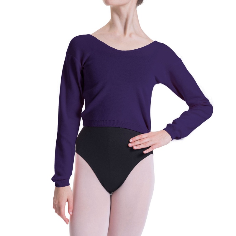 Bloch Overt Cropped Long Sleeve Womens Sweater Women's Knitwear Purple | ILQAV73377