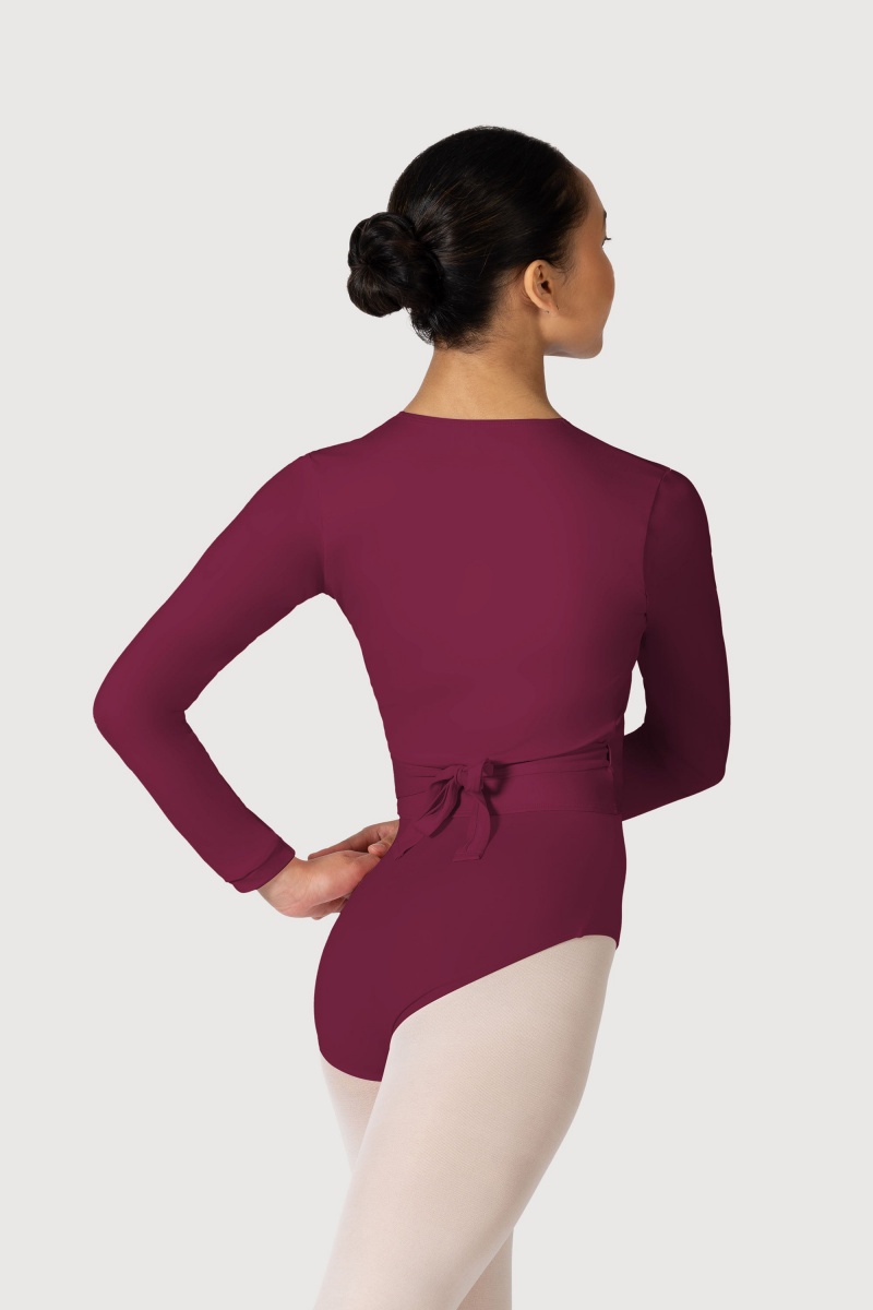 Bloch Overture Crossover Long Sleeve Wrap Women's Tops Burgundy | FILHY56129