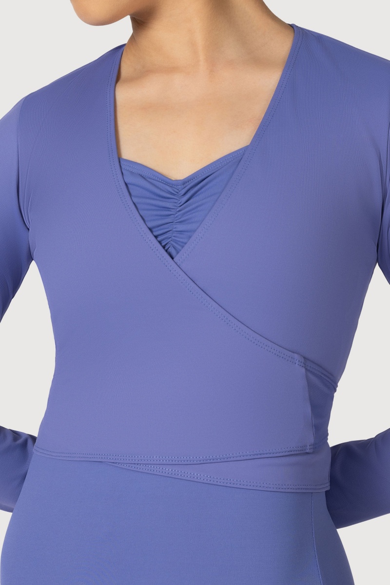 Bloch Overture Crossover Long Sleeve Wrap Women's Tops Lunar | ILQCS51016