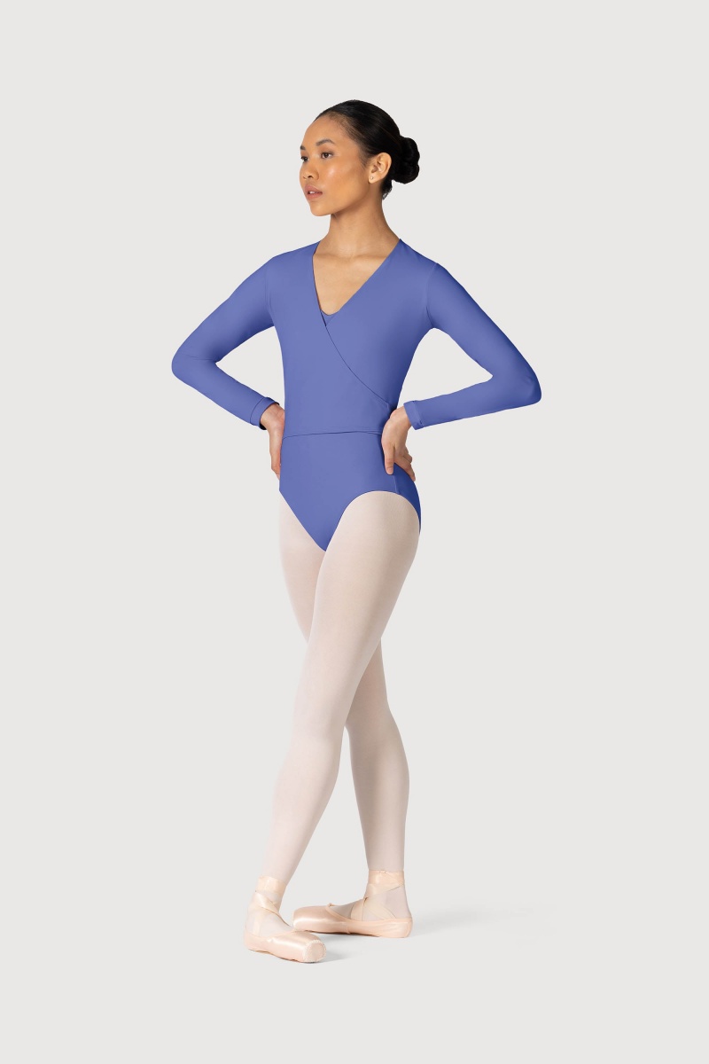 Bloch Overture Crossover Long Sleeve Wrap Women's Tops Zaffiro | ILNZX23440