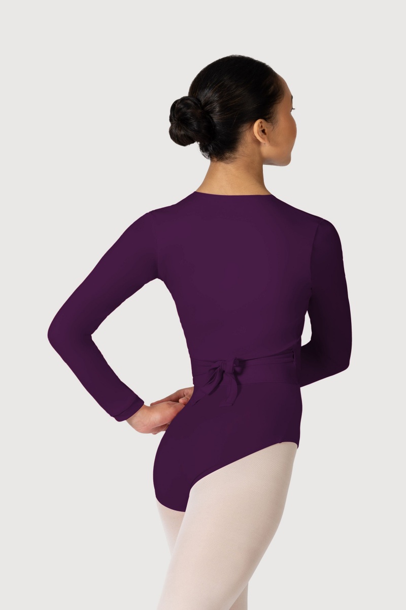 Bloch Overture Crossover Long Sleeve Wrap Women's Tops Plum | ZILNQ20622