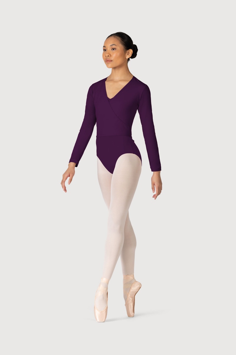 Bloch Overture Crossover Long Sleeve Wrap Women's Tops Plum | ZILNQ20622