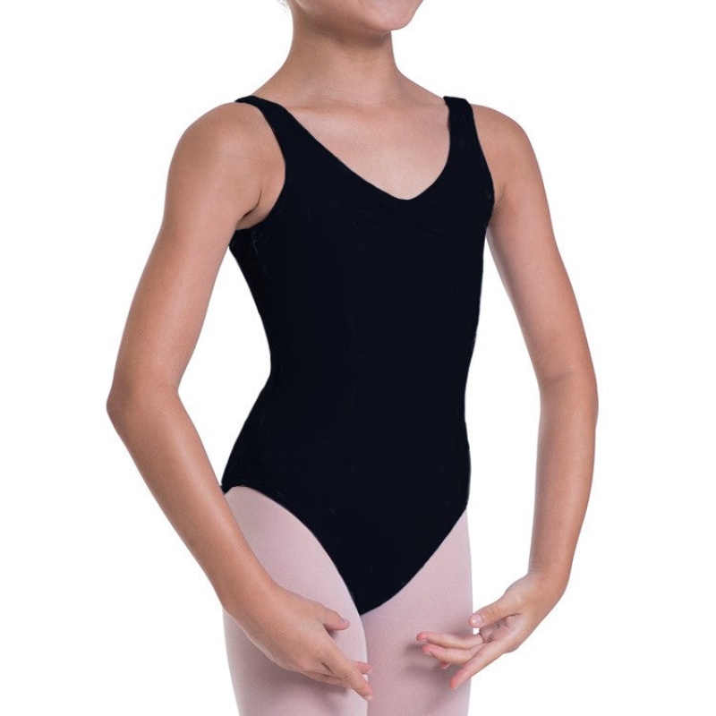 Bloch Overture Odetta Sleeveless Pleat Kids' Leotards Black | DILVO40647