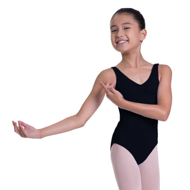 Bloch Overture Odetta Sleeveless Pleat Kids\' Leotards Black | DILVO40647