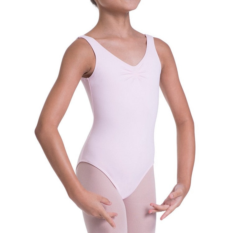 Bloch Overture Odetta Sleeveless Pleat Kids' Leotards Candy Pink | YILGT76918