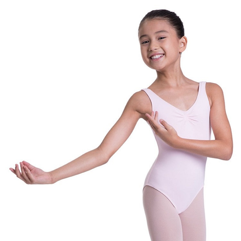 Bloch Overture Odetta Sleeveless Pleat Kids\' Leotards Candy Pink | YILGT76918