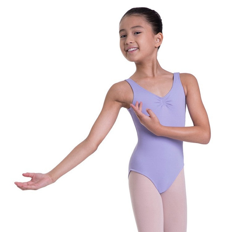 Bloch Overture Odetta Sleeveless Pleat Kids\' Leotards Lilac | QILUV69045