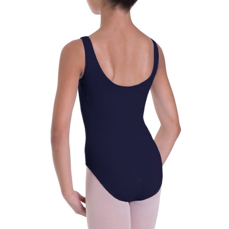 Bloch Overture Odetta Sleeveless Pleat Kids' Leotards Navy | ILEGJ70336