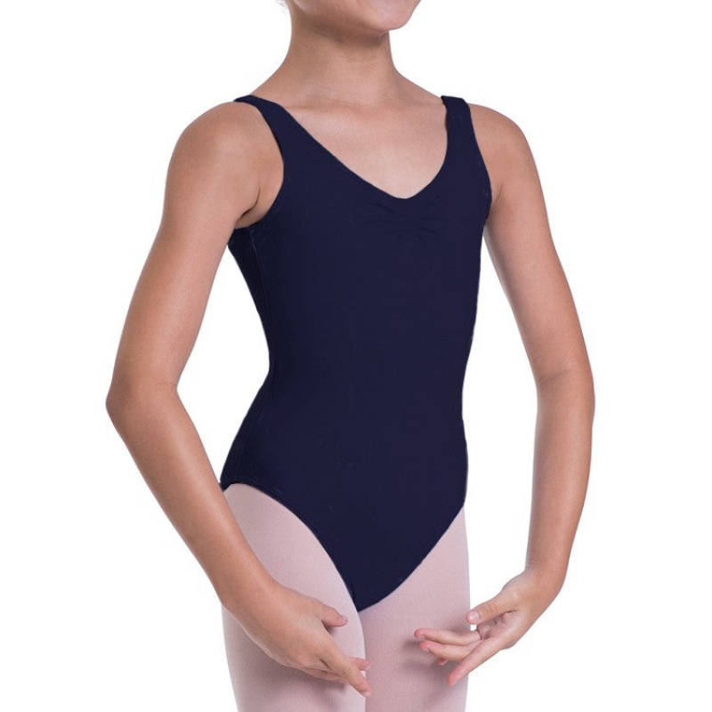 Bloch Overture Odetta Sleeveless Pleat Kids' Leotards Navy | ILEGJ70336