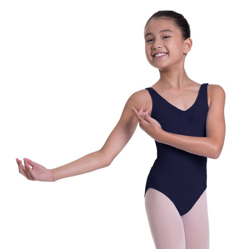 Bloch Overture Odetta Sleeveless Pleat Kids\' Leotards Navy | ILEGJ70336