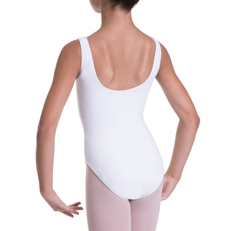 Bloch Overture Odetta Sleeveless Pleat Kids' Leotards White | BILSD69318