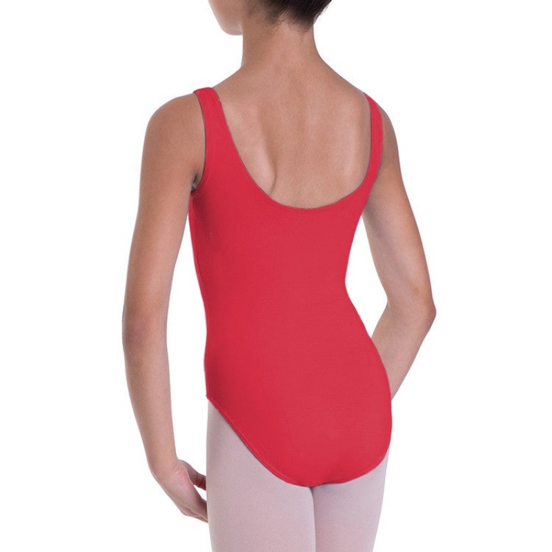 Bloch Overture Odetta Sleeveless Pleat Kids' Leotards Red | FILUI18131