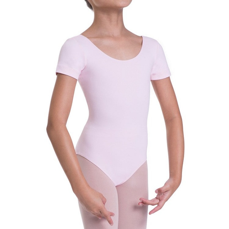 Bloch Overture Olisia Short Sleeve Kids' Leotards Candy Pink | YILVQ93023