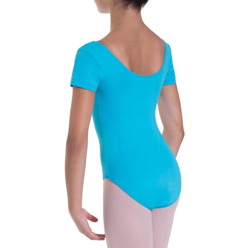 Bloch Overture Olisia Short Sleeve Kids' Leotards Capri Blue | UILTG85650