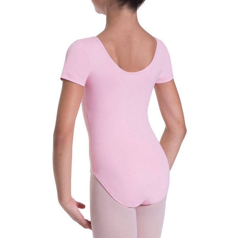 Bloch Overture Olisia Short Sleeve Kids' Leotards French Rose | UILND16315