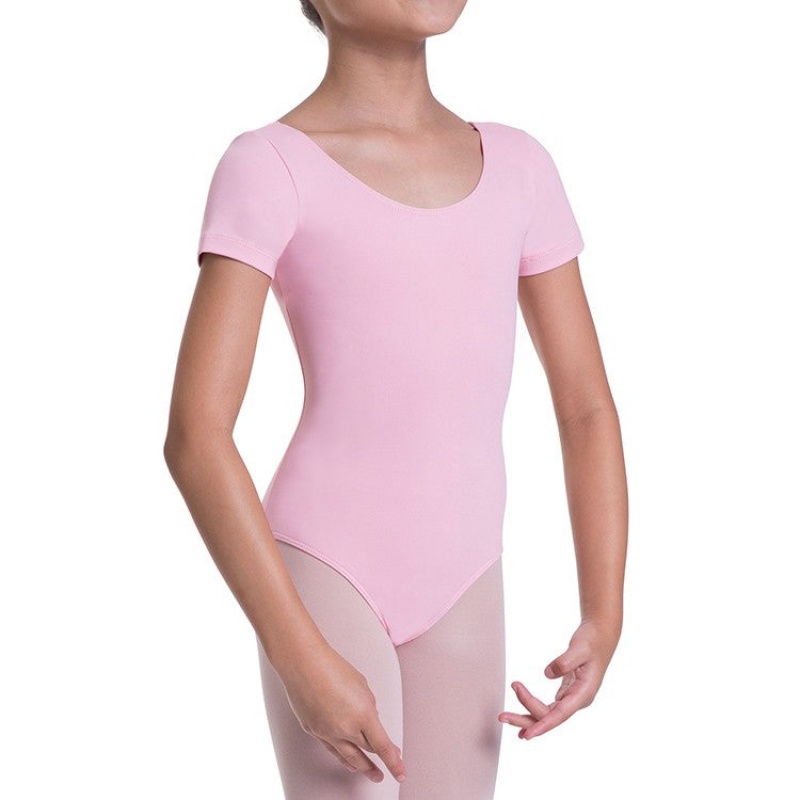 Bloch Overture Olisia Short Sleeve Kids' Leotards French Rose | UILND16315