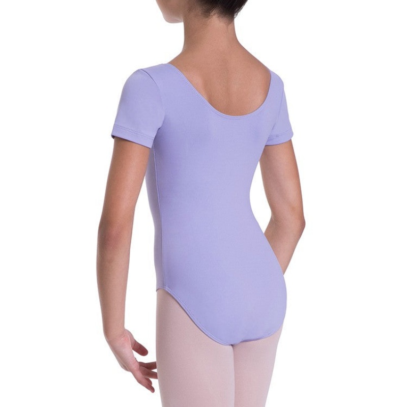 Bloch Overture Olisia Short Sleeve Kids' Leotards Lilac | ILDFL80857