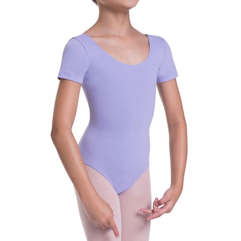 Bloch Overture Olisia Short Sleeve Kids' Leotards Lilac | ILDFL80857