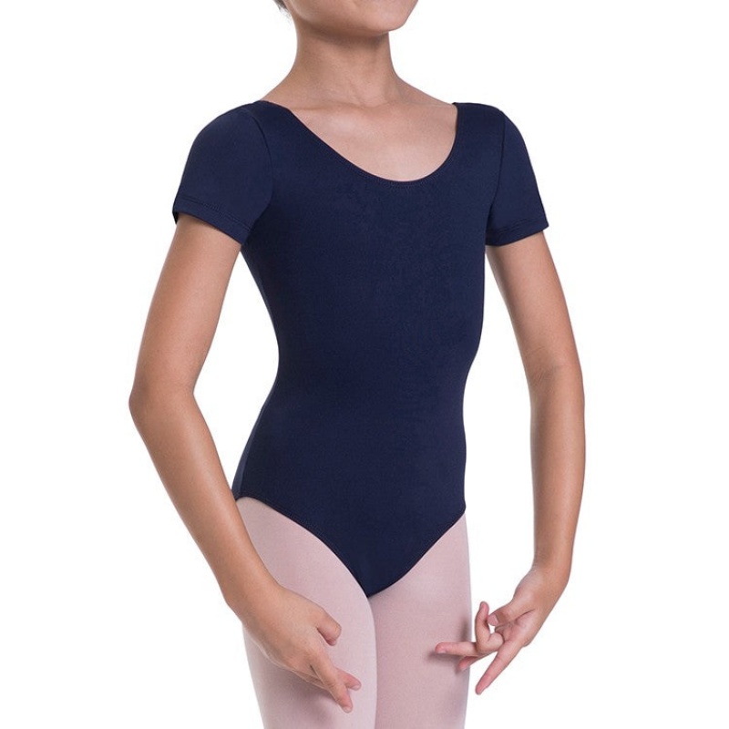 Bloch Overture Olisia Short Sleeve Kids' Leotards Navy | TILPQ41202