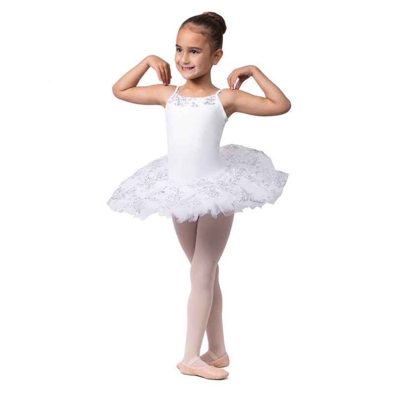 Bloch Perlaida Sequin Overlay Kids' Dress White | ILJZR59111