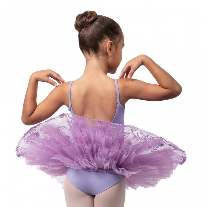 Bloch Perlaida' Sequin Overlay Tutu Kids' Leotards Lilac | ILNZX51996