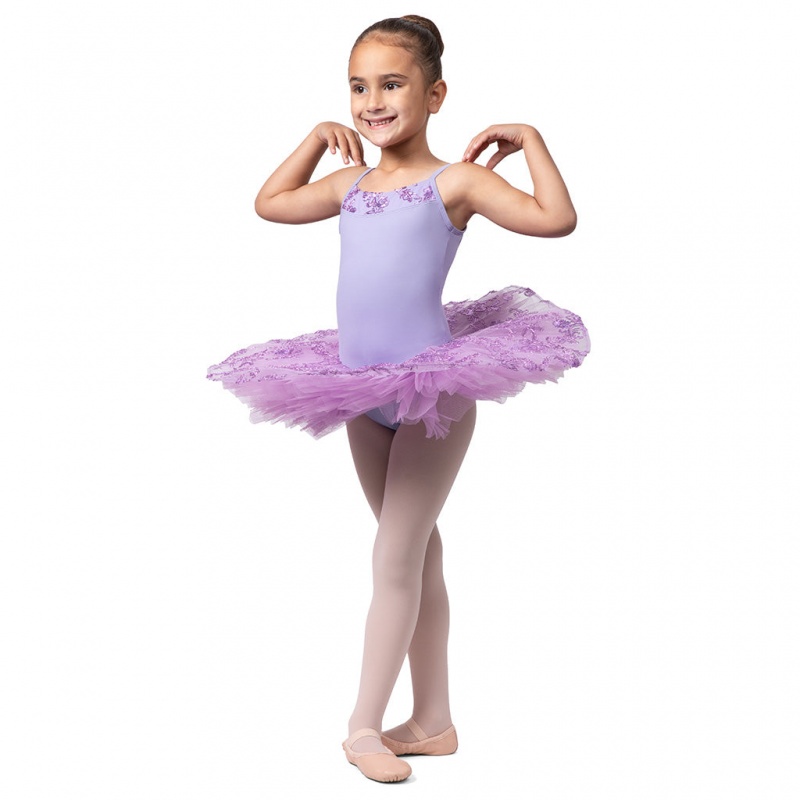 Bloch Perlaida' Sequin Overlay Tutu Kids' Leotards Lilac | ILNZX51996