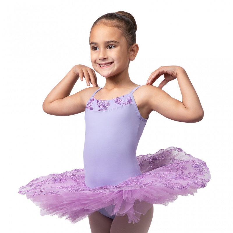 Bloch Perlaida\' Sequin Overlay Tutu Kids\' Leotards Lilac | ILNZX51996