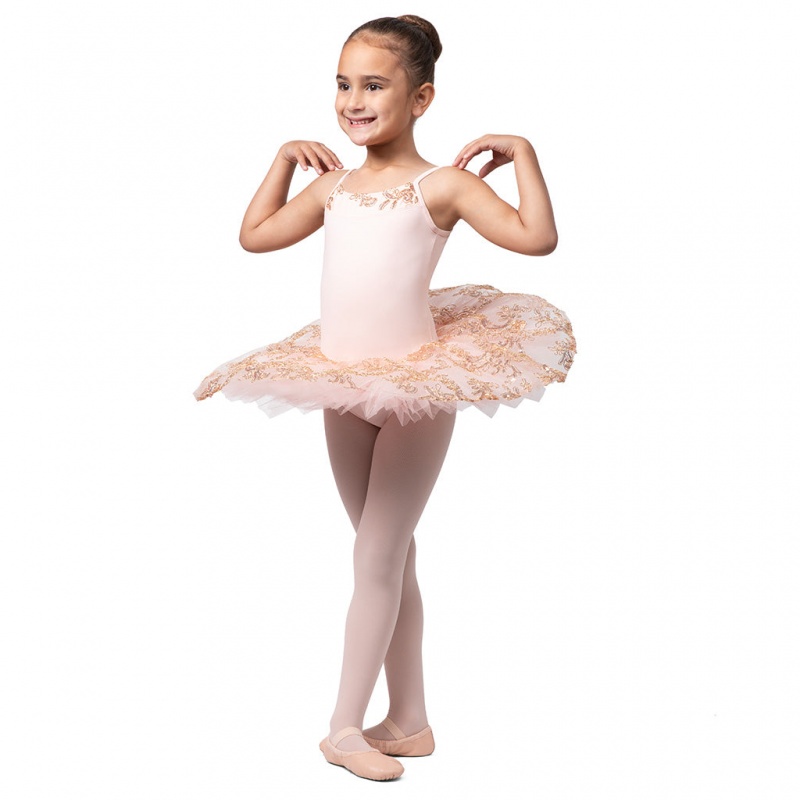 Bloch Perlaida' Sequin Overlay Tutu Kids' Leotards Shell Pink | QILUV29956