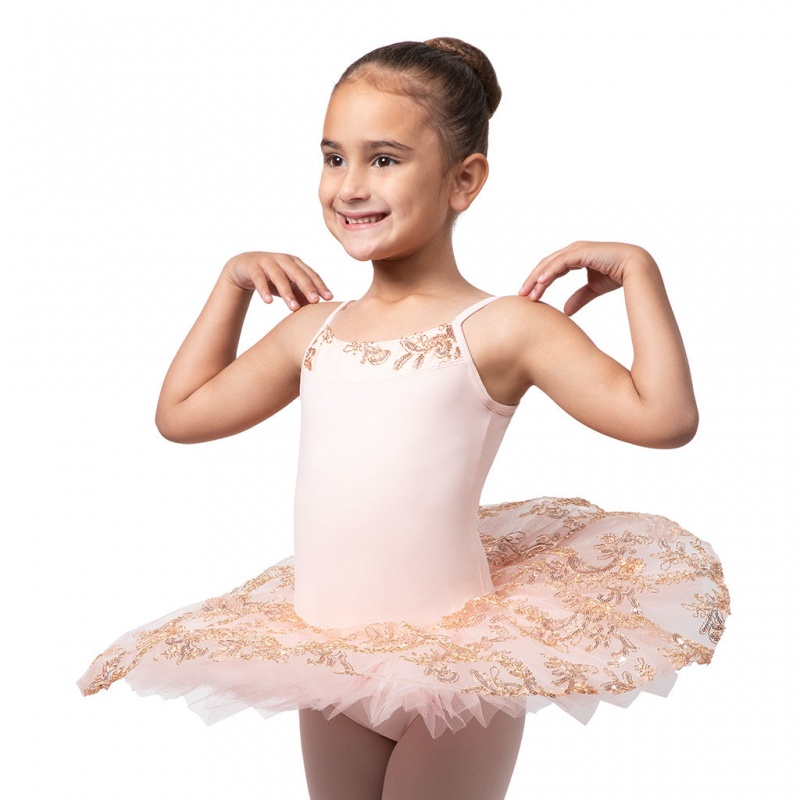 Bloch Perlaida\' Sequin Overlay Tutu Kids\' Leotards Shell Pink | QILUV29956