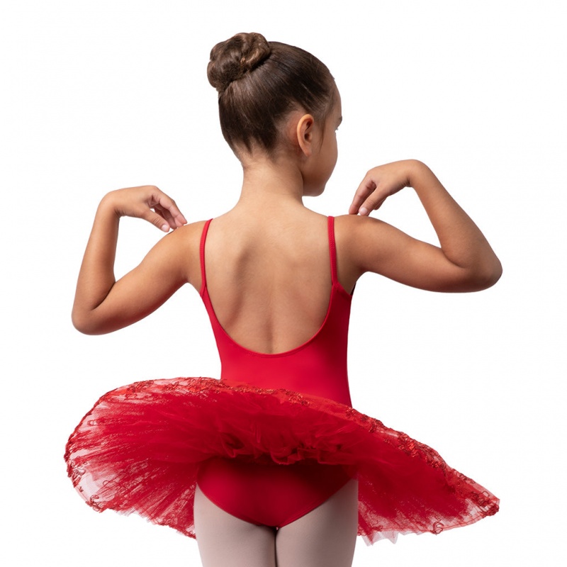 Bloch Perlaida' Sequin Overlay Tutu Kids' Leotards Red | PILQX87262