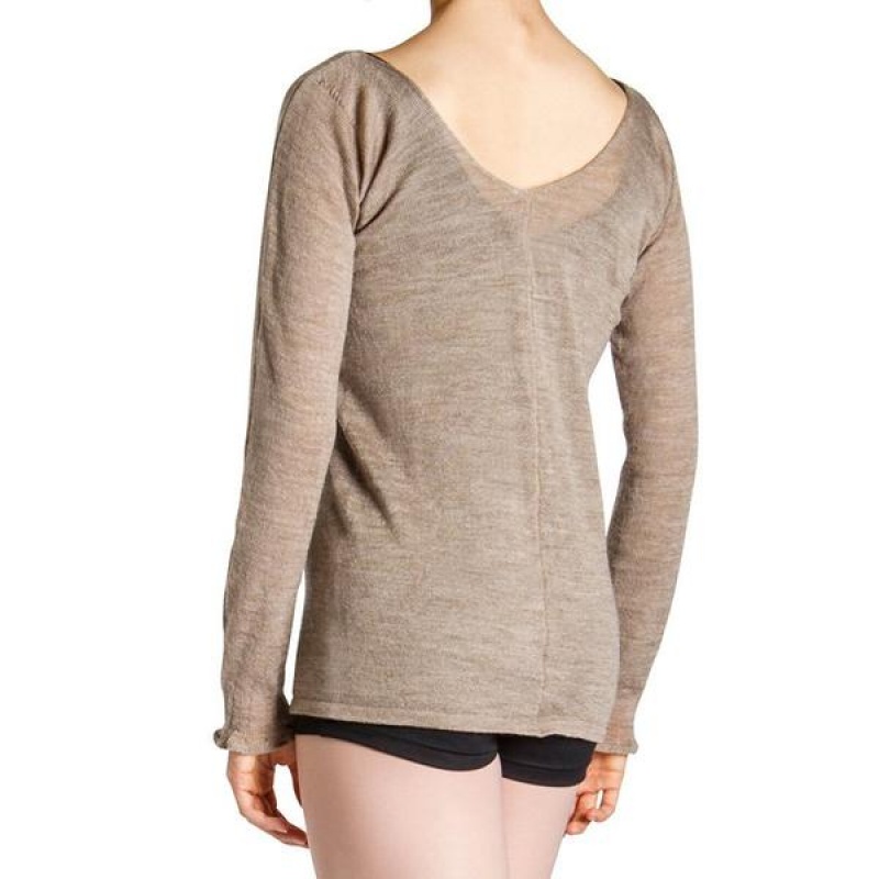 Bloch Piano Merino V Women's Tops Earth | YILVQ97950