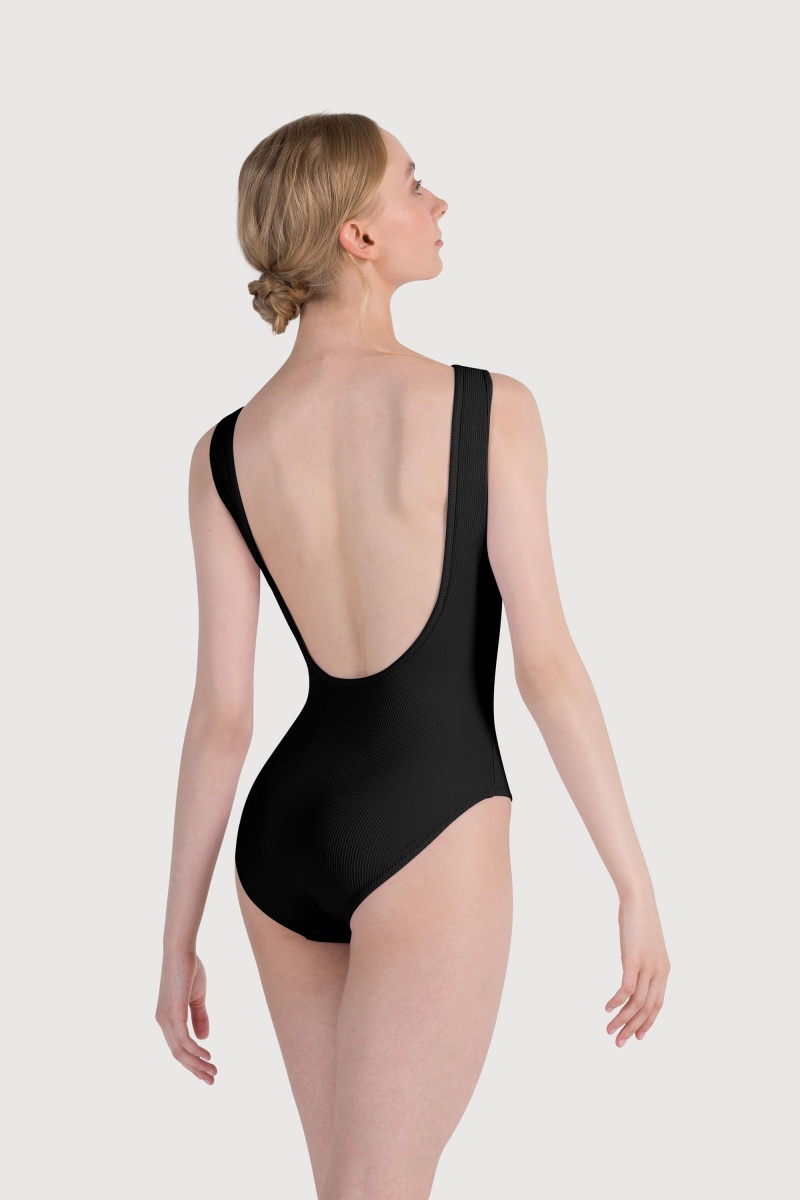 Bloch Reyna Boat Neck Rib Women's Leotards Black | ILNZX99261