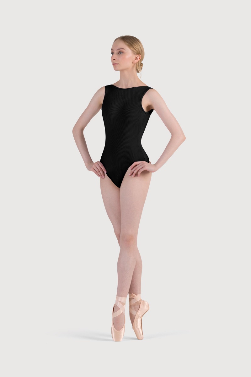 Bloch Reyna Boat Neck Rib Women's Leotards Black | ILNZX99261